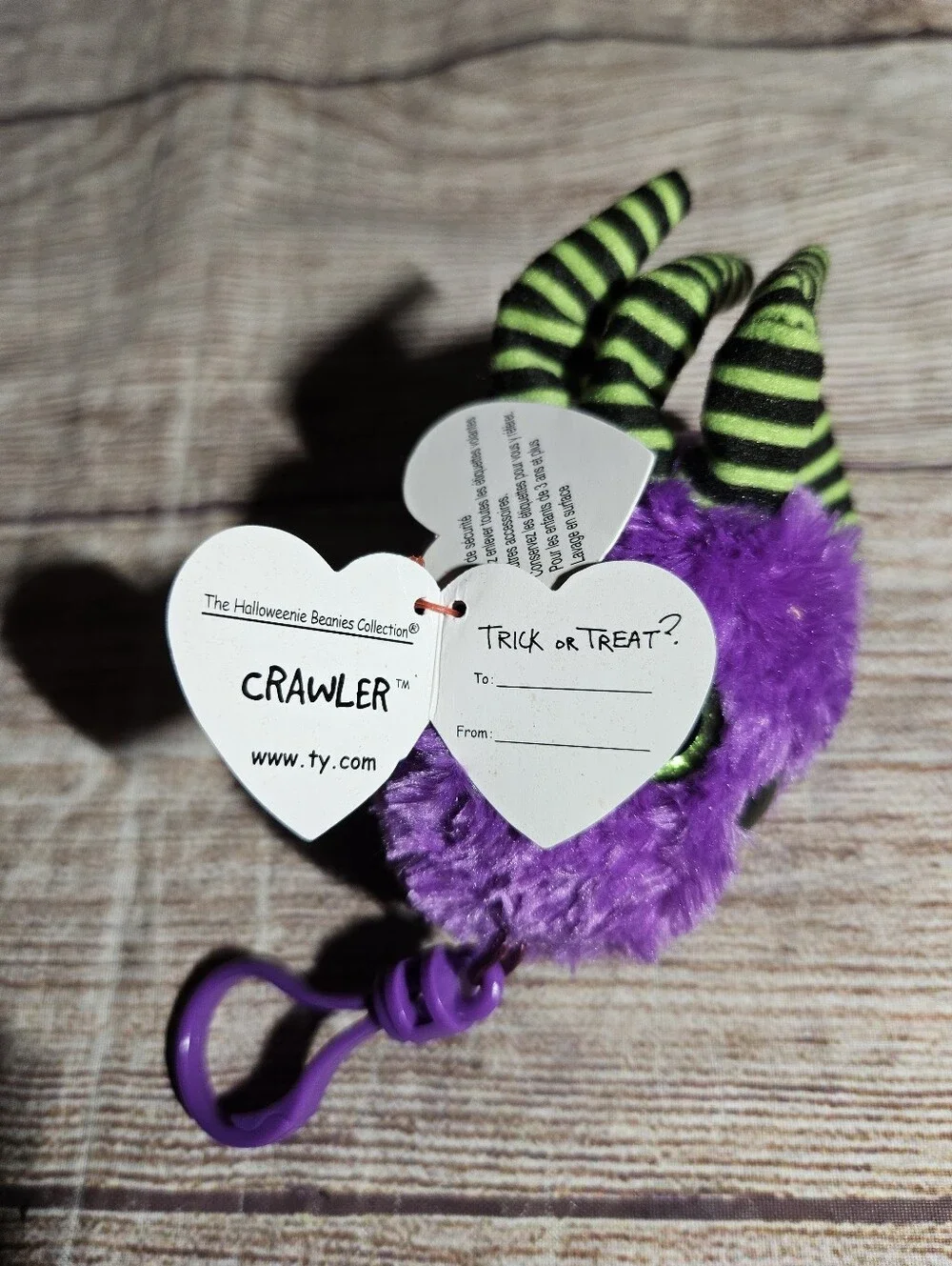 TY beanie baby halloween halloweenie beanies plush bag clip keychain crawler